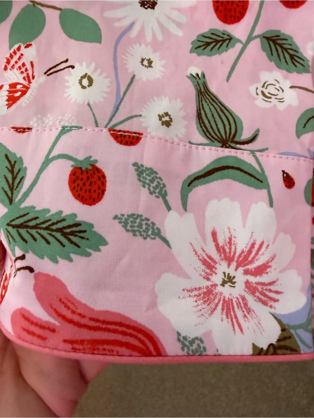 Rifle Paper Co. x The Company Store Pink strawberry Floral Button-Up Pajama Set - Picture 7 of 14